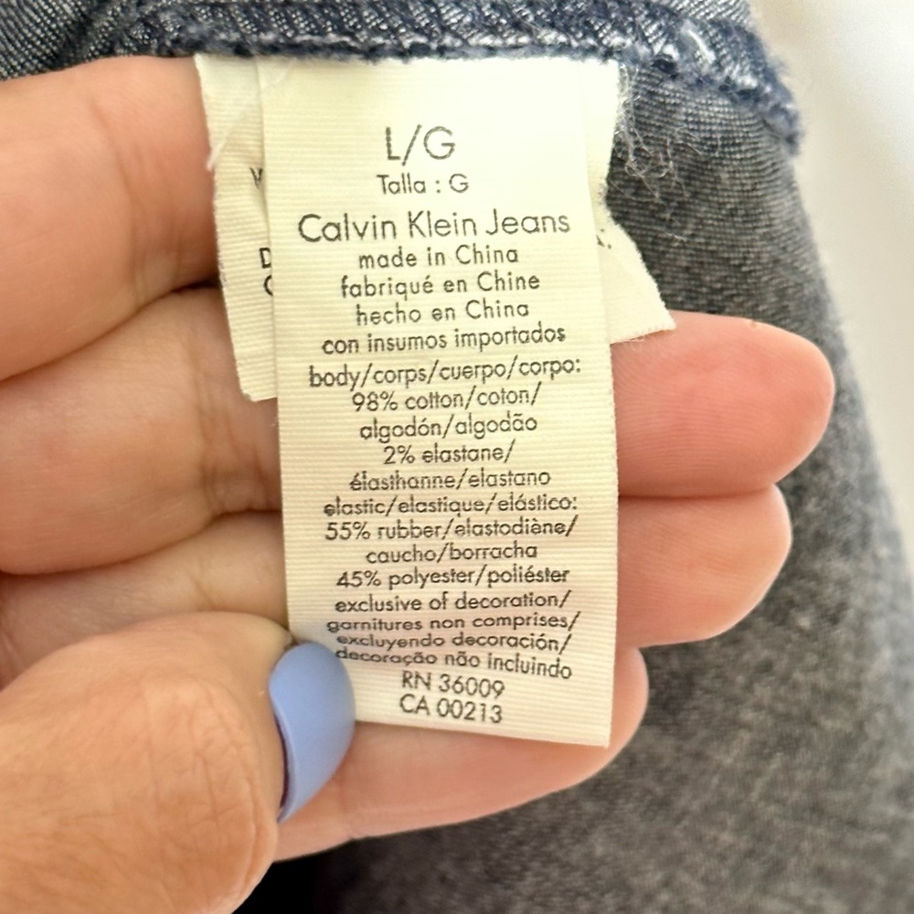 Calvin Klein Tank Denim Dress Dark Wash Elastic Bodice Large - Picture 7 of 16